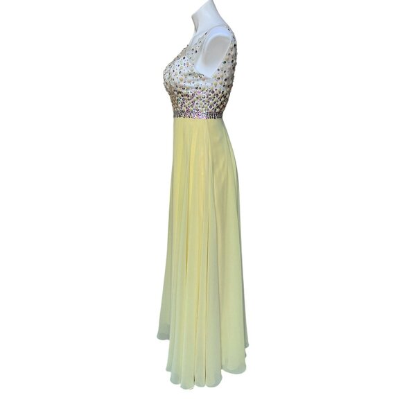Repro 50s Embellished Corset Chiffon Maxi Fit + Flare Dress Formal Gown Small - Picture 3 of 11